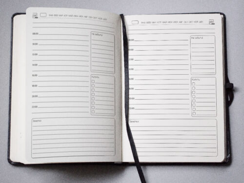 Ежедневник с расписанием и тремя блоками для записей (А5)